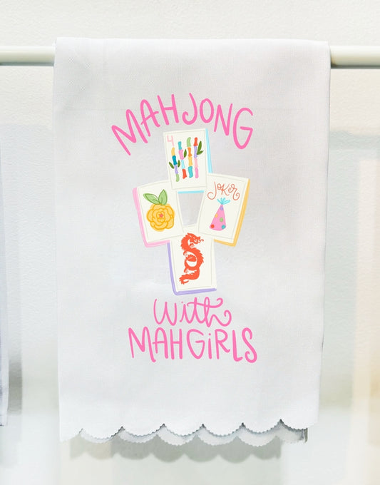 Mahjong with Mah Girls | Scalloped Tea Towel