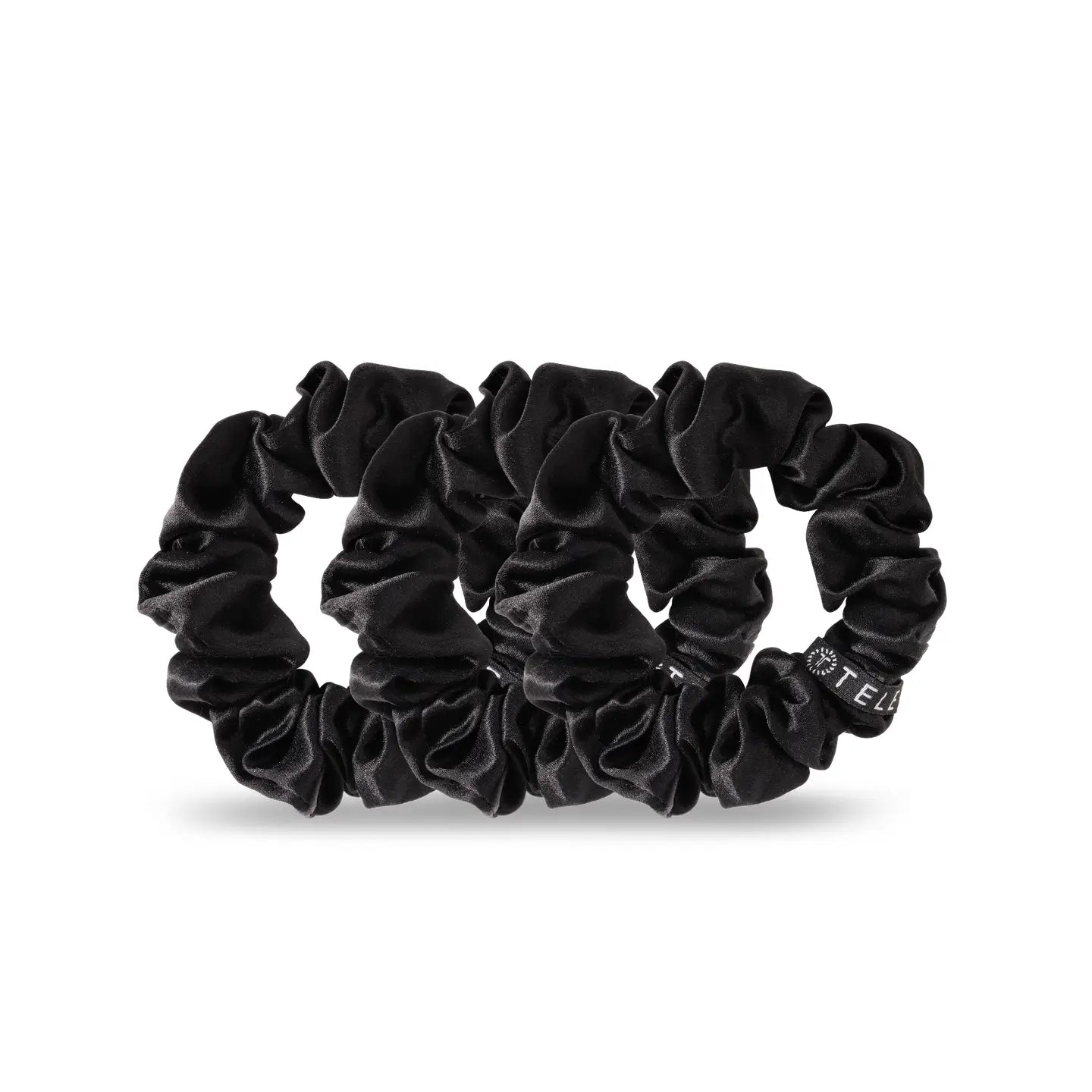 Teleties Silk Scrunchies | Jet Black | Small