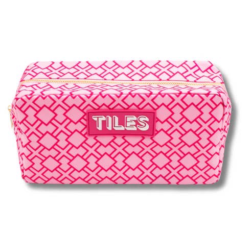 Premium Mahjong Tile Bag | Pink Geometric