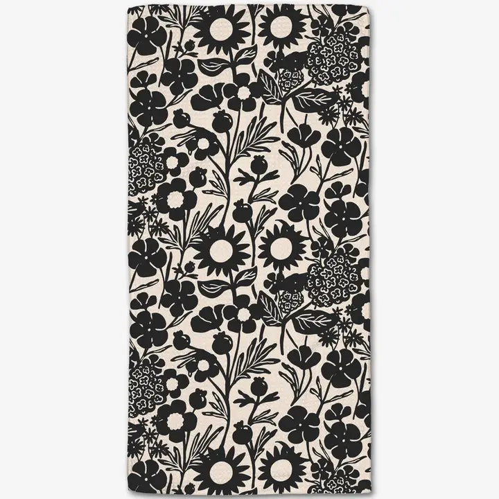 Bar Towel | Black Flower