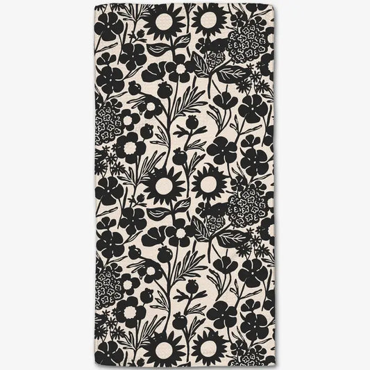 Bar Towel | Black Flower