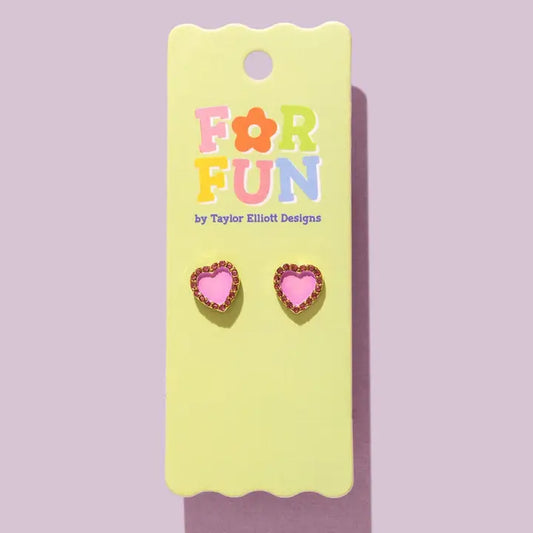 Stud Earrings | Purple + Red Hearts