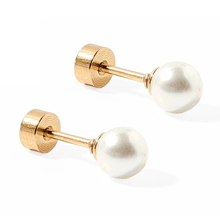 Screwback Stud Earrings | Payton Pearl White 5mm