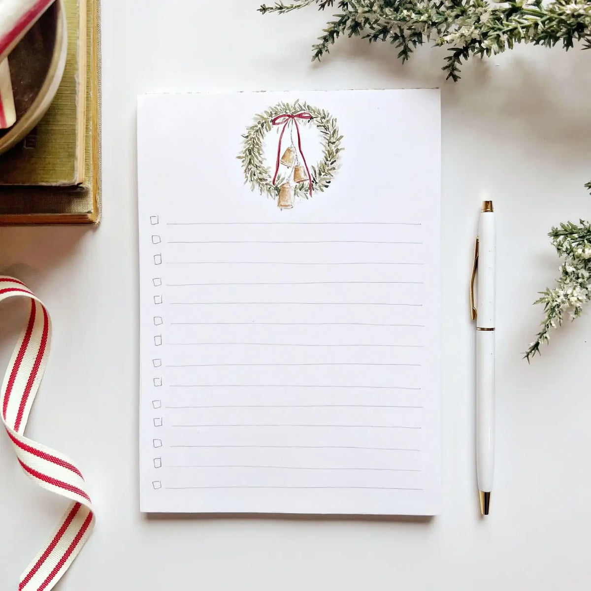 Christmas Checklist Notepad | Bell Wreath