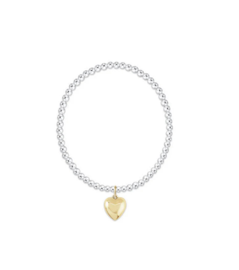 Extends | Classic Mixed Metal 3mm Bracelet | Love Plush Gold Charm
