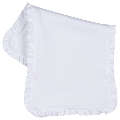 White Ruffle Infant Burp Cloth