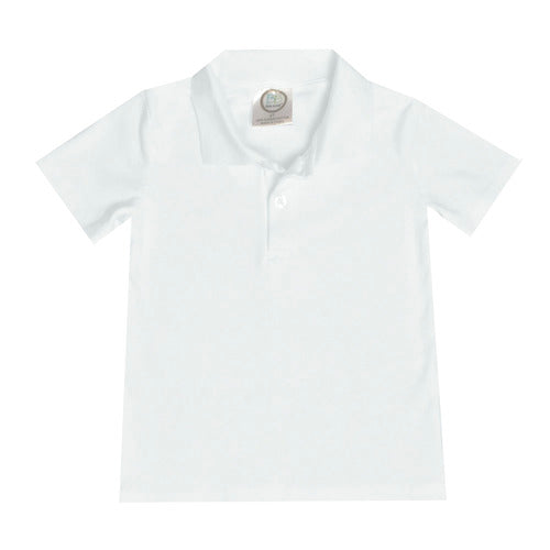 Boy's Short Sleeve Polo Style Collared Shirt - White