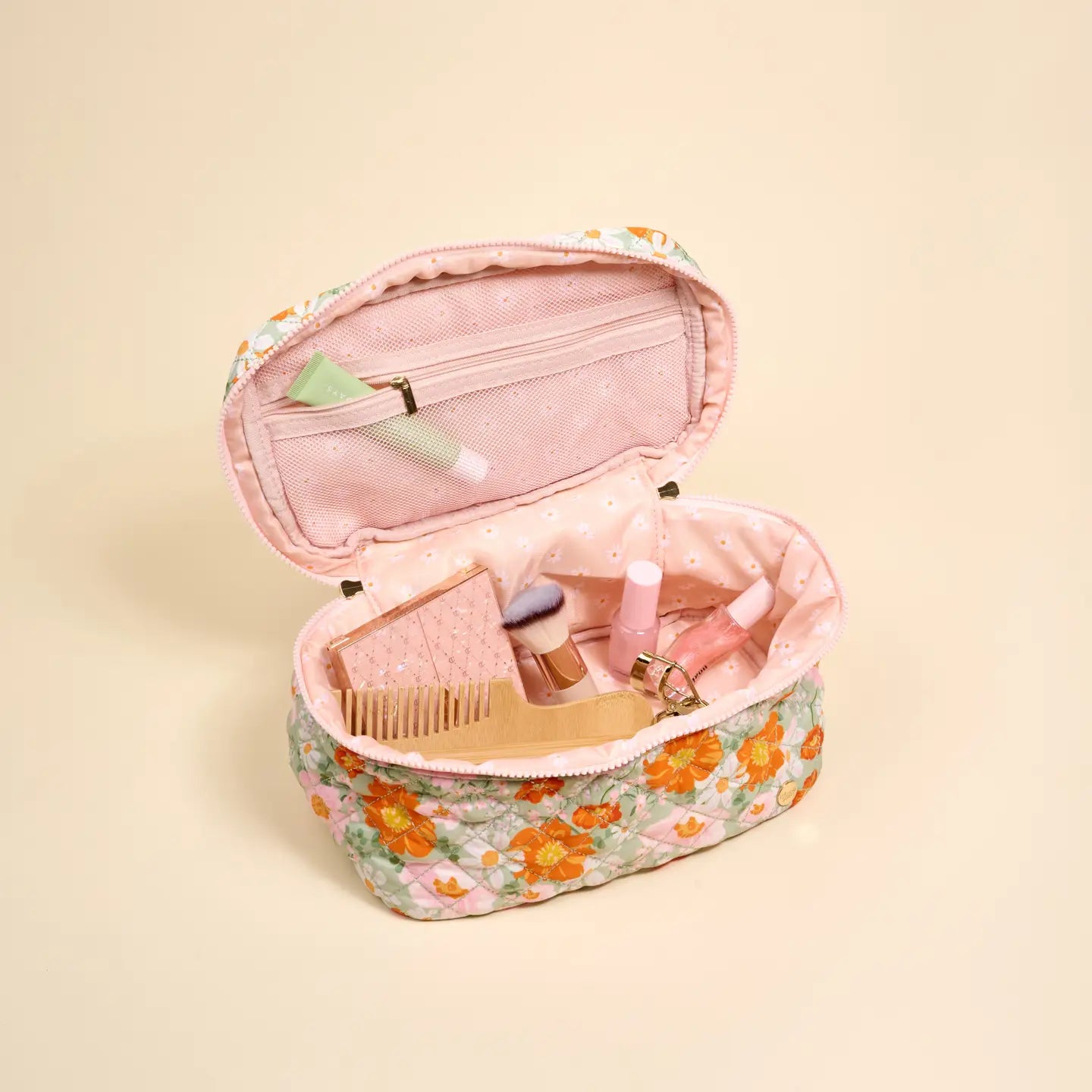 Glam & Go Quilted Cosmetic Bag | Bouquet Beauty Sage
