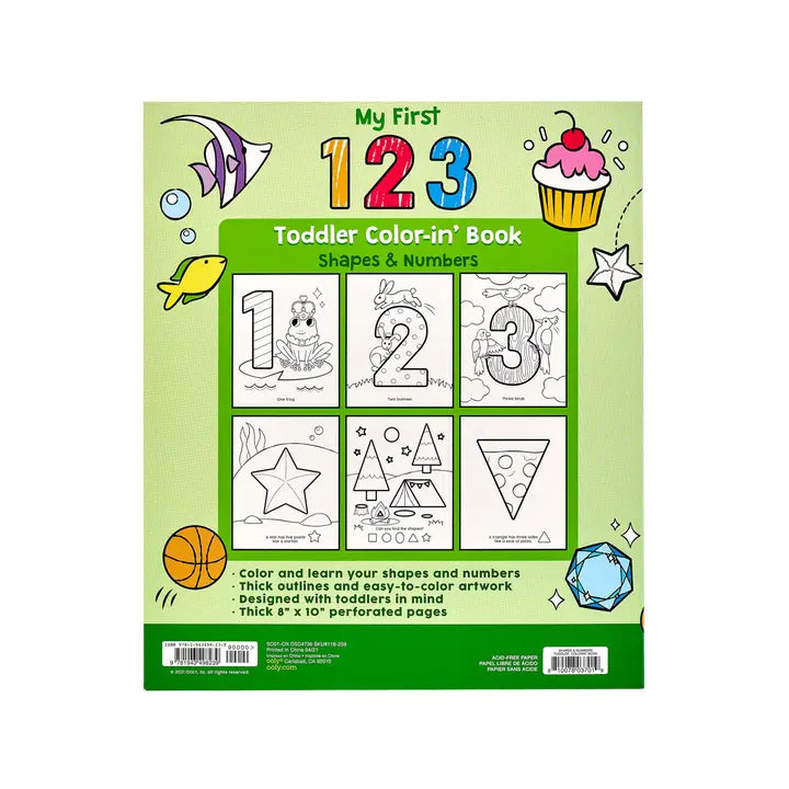 Coloring Book | Toddler | 123: Shapes + Numbers