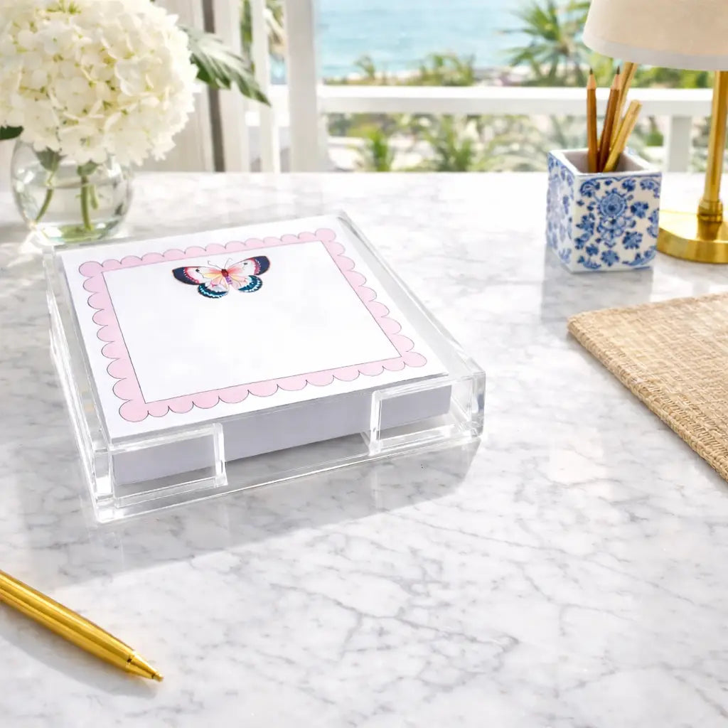 Acrylic Holder & Notepad | Butterfly