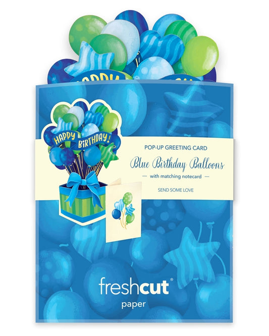 Mini Pop-Up Greeting Cards | Blue Birthday Balloons