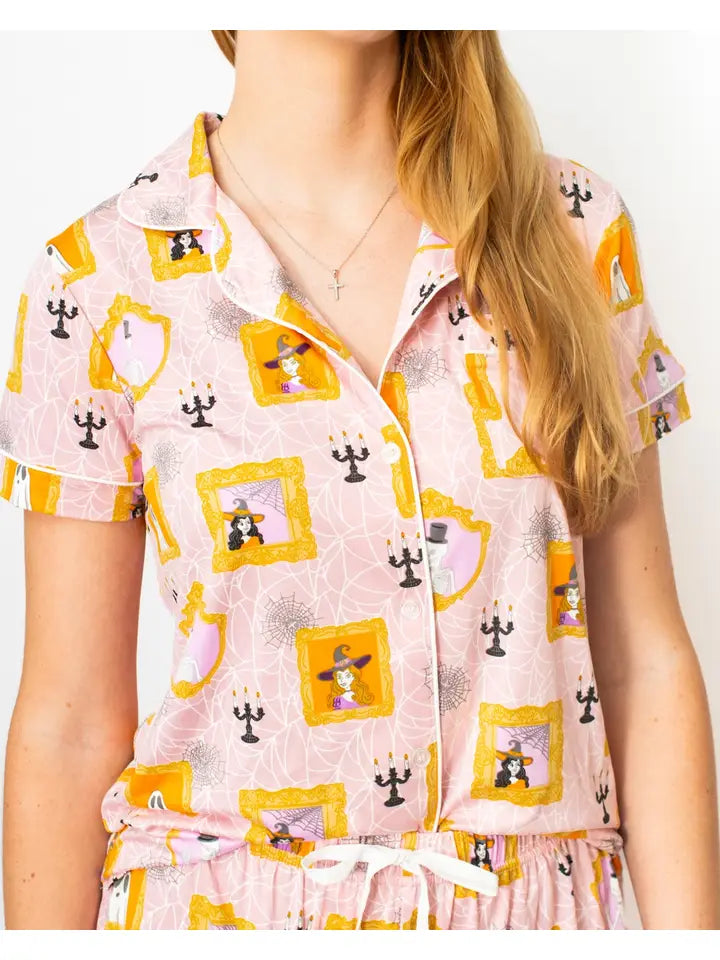 Short Sleeve Button Up Sleep Shirt | Gilded Ghouls