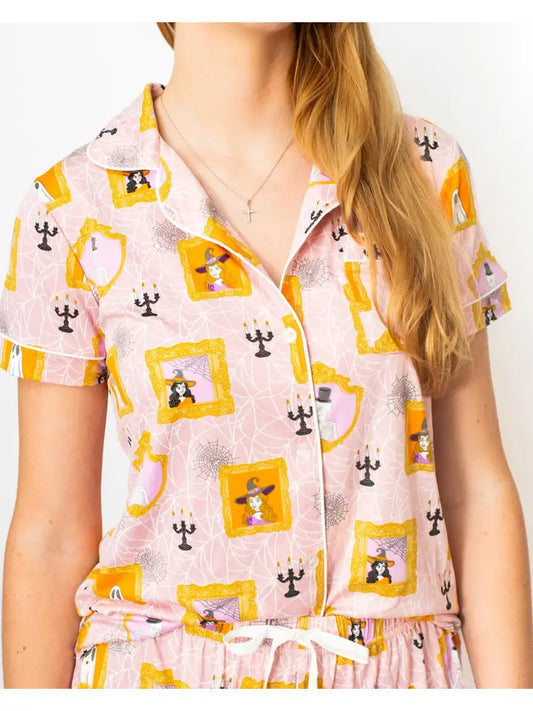 Short Sleeve Button Up Sleep Shirt | Gilded Ghouls