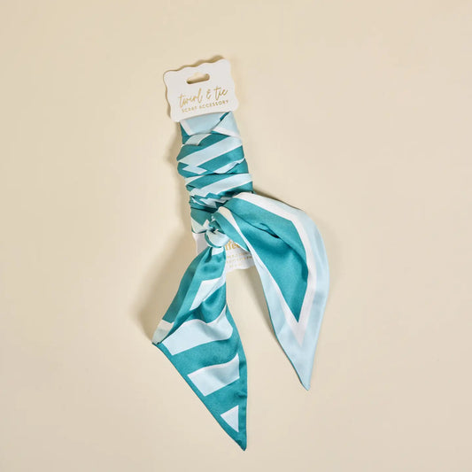 Twirl & Tie Scarf Accessory | Sicily Stripes Teal