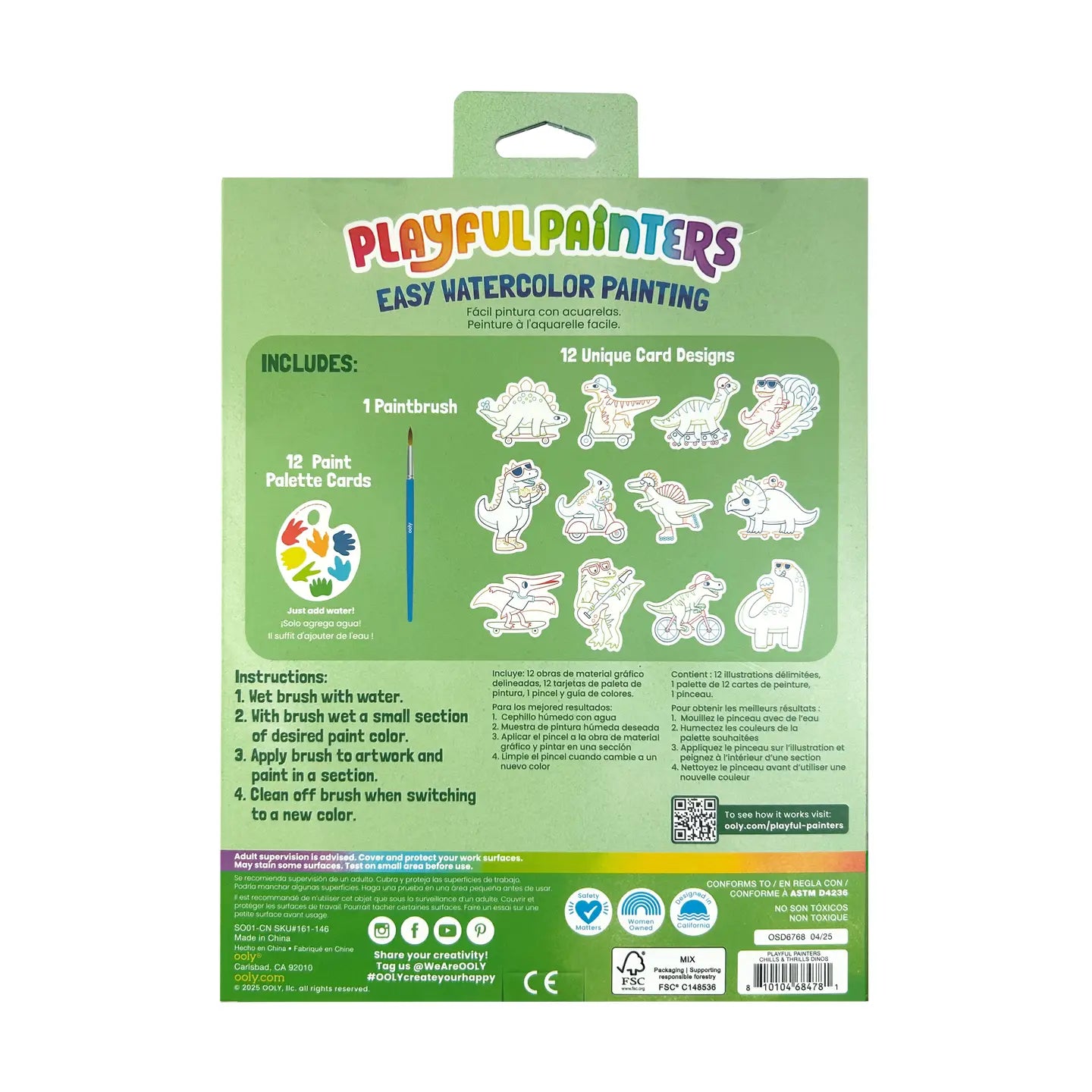 Playful Painters: Easy Watercolor Painting Kit - Chills & Thrills Dinos