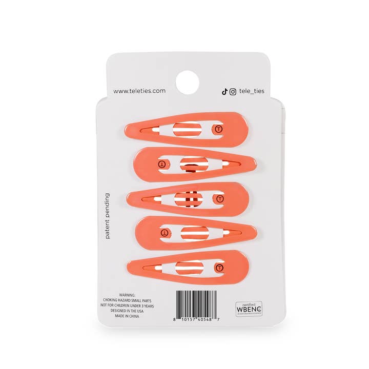 Teleties Snap Clip | 6 Count | Coral Craze