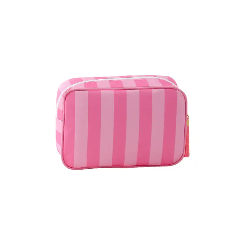Striped Cosmetic Bag | Pink & Bright Pink