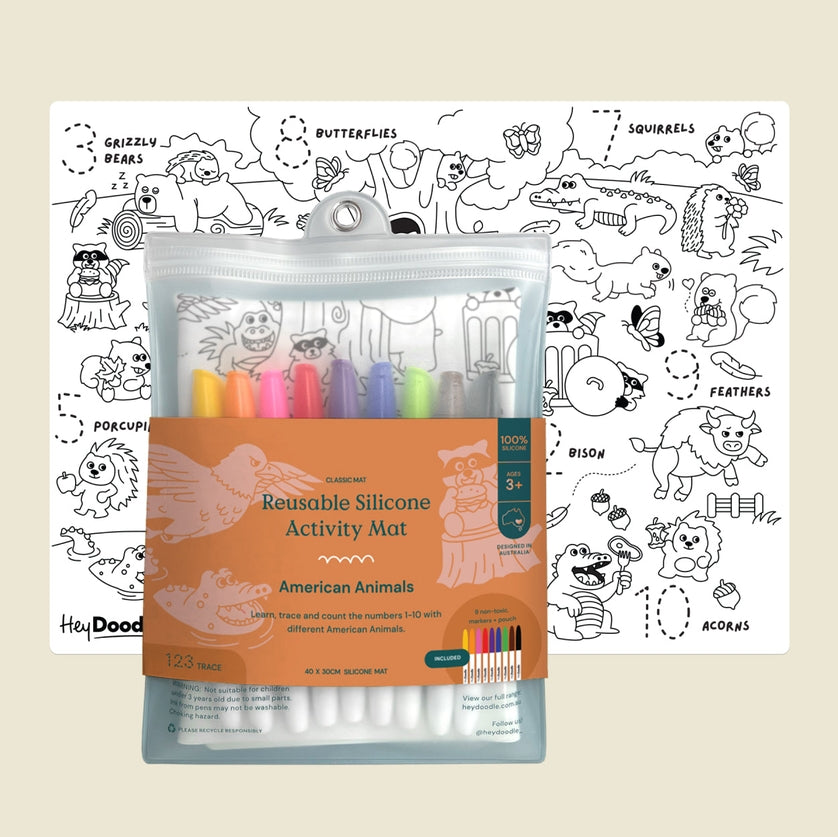Classic Coloring & Doodle Mat | American Animals