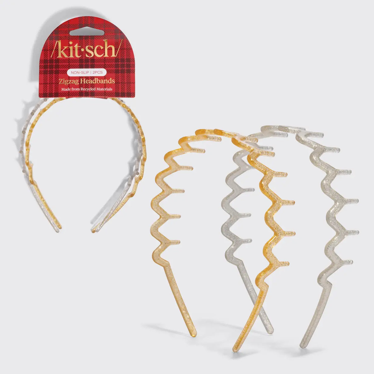 Zigzag Headbands 2pc Set - Gold & Silver