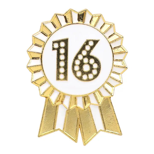 Luxe Gold Enamel Birthday Pin Badge | 16