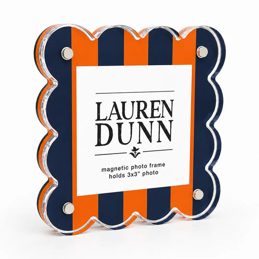 Gameday Scalloped Acrylic Frame | Orange & Navy Striped