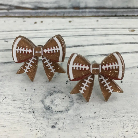 Football Bow Post Earrings