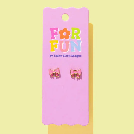 Stud Earrings | Pink Bows