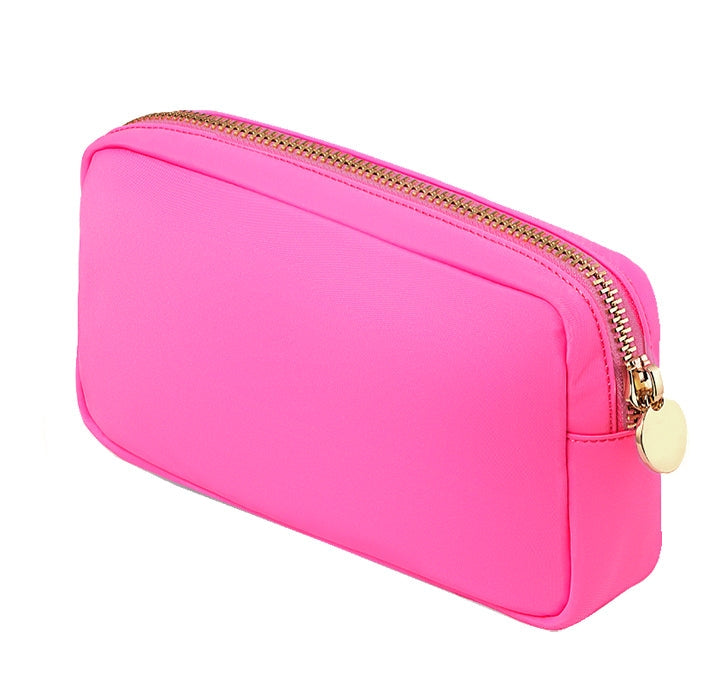 Nylon Cosmetic Travel Pouch - Neon Pink