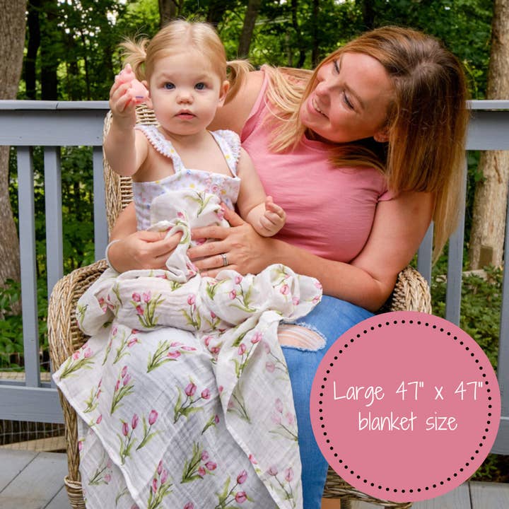 Muslin Swaddle Blanket | Tulip Garden