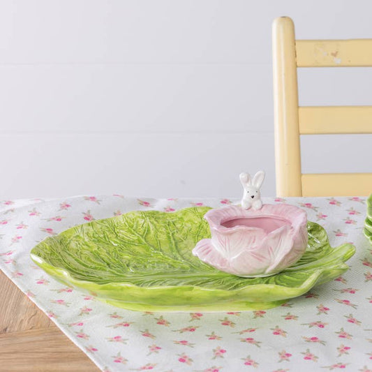 Easter Ceramic Cabbage Chip & Dip Set