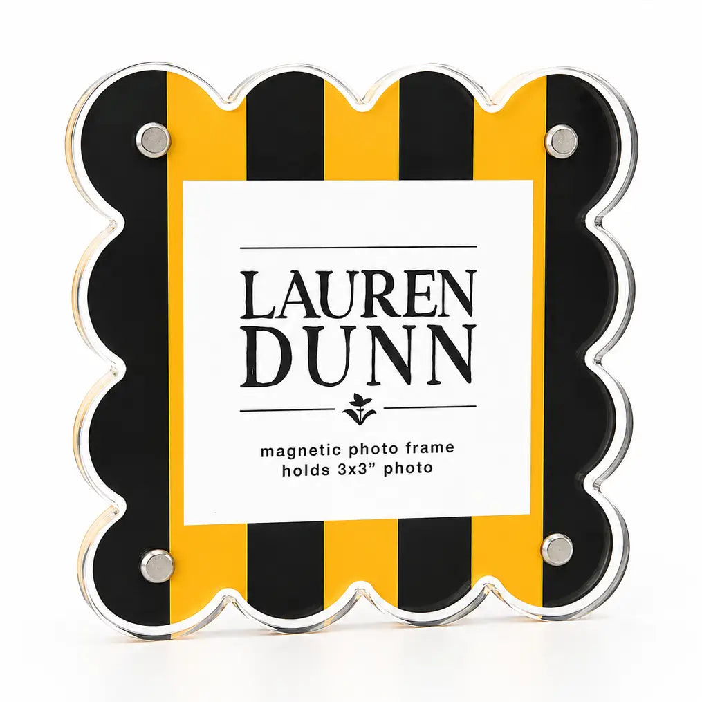 Gameday Scalloped Acrylic Frame | Bright Gold & Black Striped