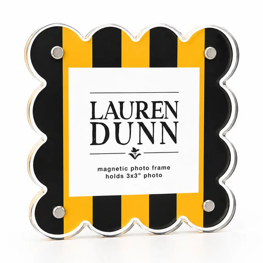 Gameday Scalloped Acrylic Frame | Bright Gold & Black Striped