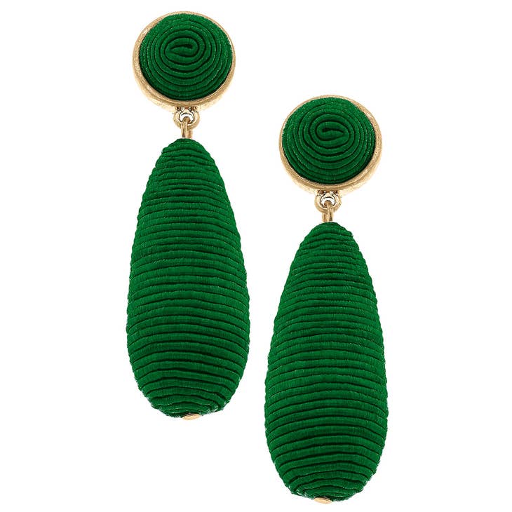 Brielle Silk Cord Drop Earrings in Emerald