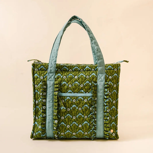 The Everyday Quilted Tote Bag | Everbloom Forest Green
