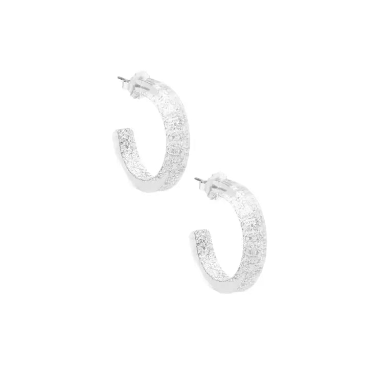 Small Resin Hoop Earring | Silver