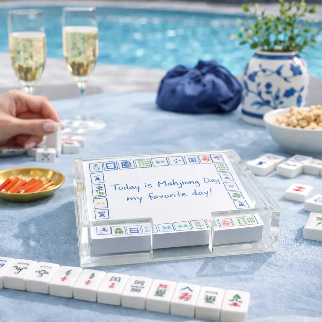 Acrylic Holder & Notepad | Preppy Mahjong