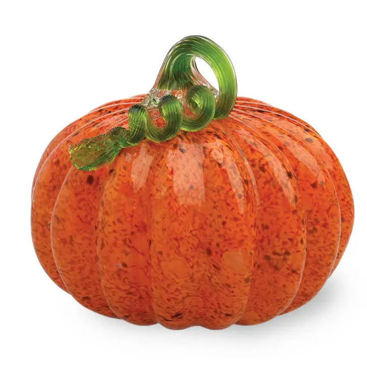 Medium Glass Pumpkin Orange with Green Stem