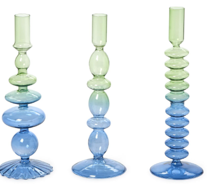 Hand-Blown Glass Taper Candlestick | Assorted Styles