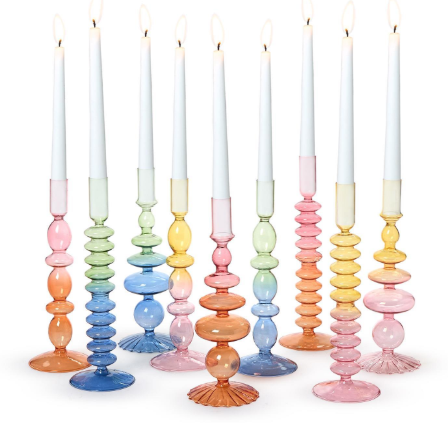 Hand-Blown Glass Taper Candlestick | Assorted Styles