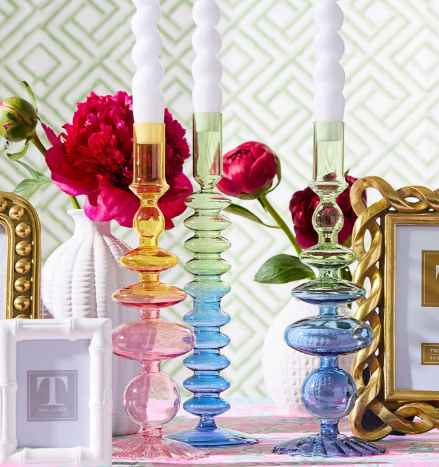 Hand-Blown Glass Taper Candlestick | Assorted Styles