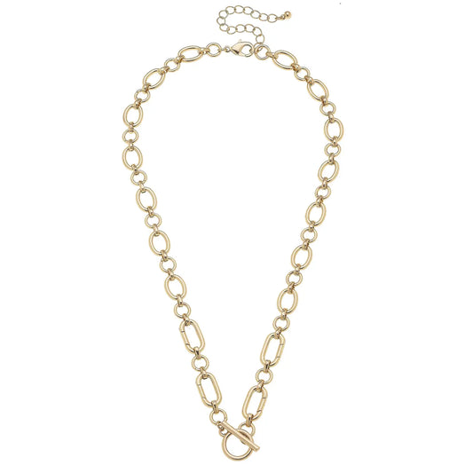 Sasha Toggle Front Charm Necklace Base | Shiny Gold