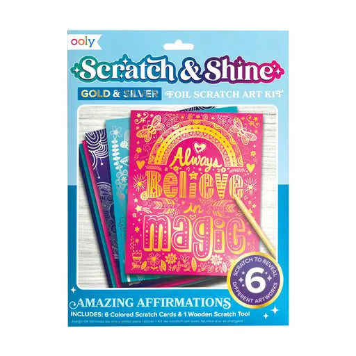 Scratch & Shine: Foil Scratch Art Kit - Amazing Affirmations