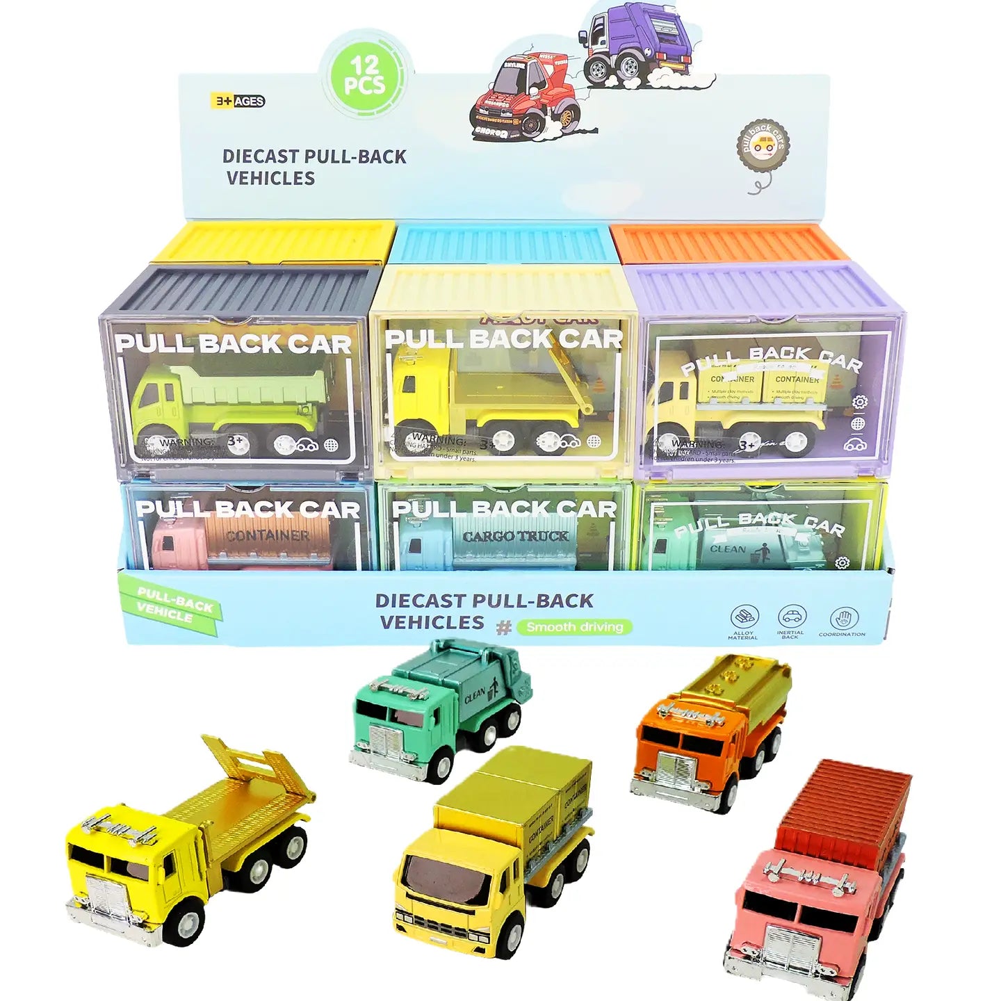 Rollin' Large Diecast Pull-Back Truck in Reusable Container | Assorted Styles