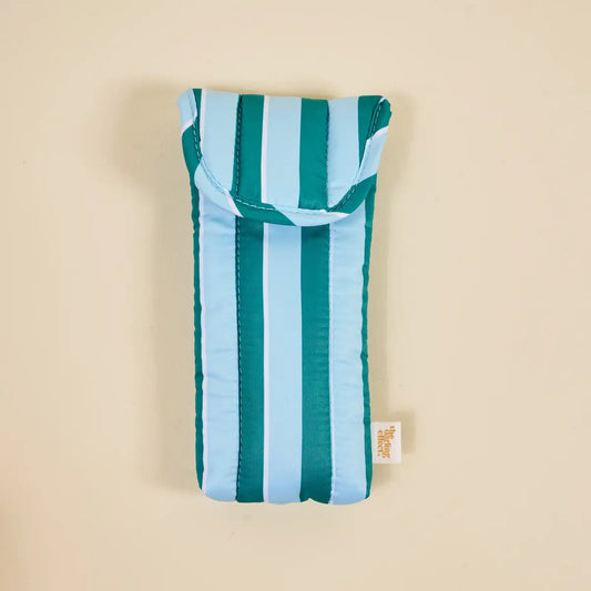 Puffy Sunglasses Case | Sicily Stripes Teal