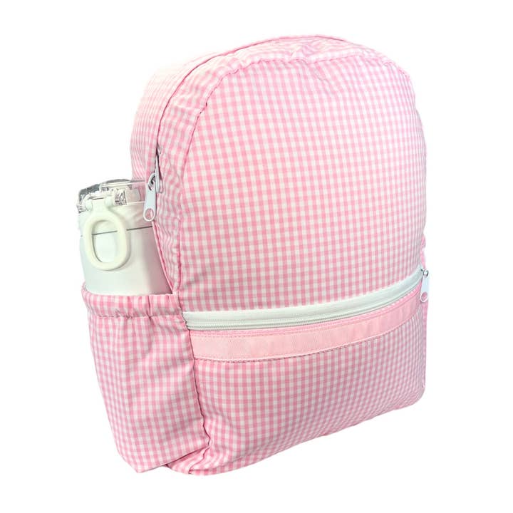 Medium Backpack w/ Pocket | Pink Gingham