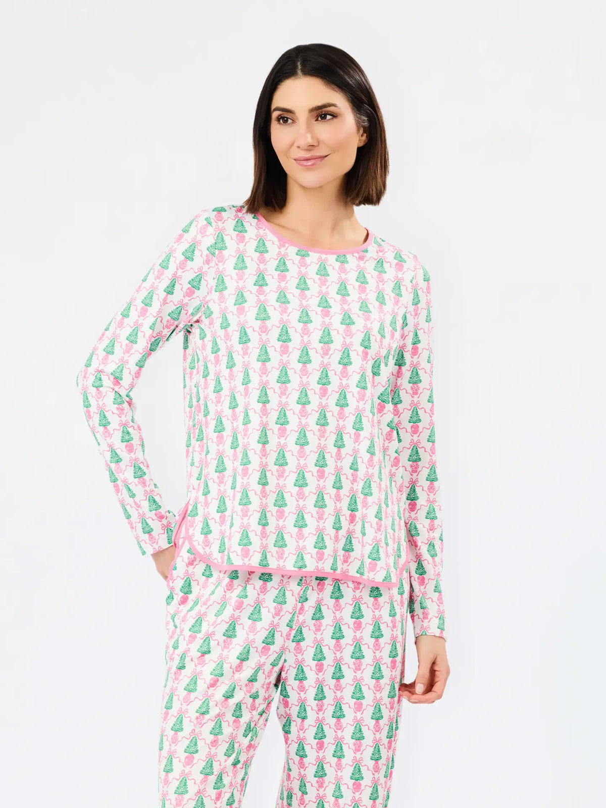 Melody Full Pajama Set | Winter Pines Pink