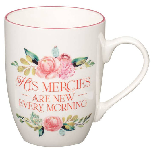 Mug Pink Floral Mercies Are New | Lamentations 3:22-23