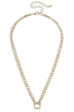 Celia 3-Row Dainty Charm Necklace Base | Shiny Gold