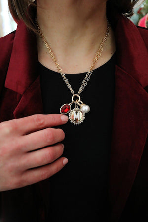 Celia 3-Row Dainty Charm Necklace Base | Shiny Gold