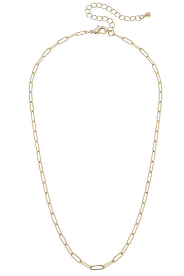 Celia Paperclip Chain Charm Necklace Base | Shiny Gold
